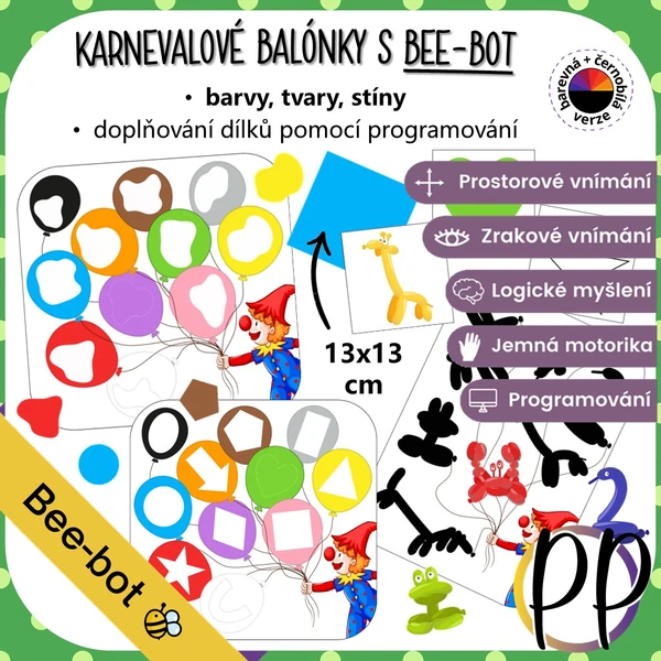 Karnevalové balónky s Bee-bot - barvy, tvary, stíny