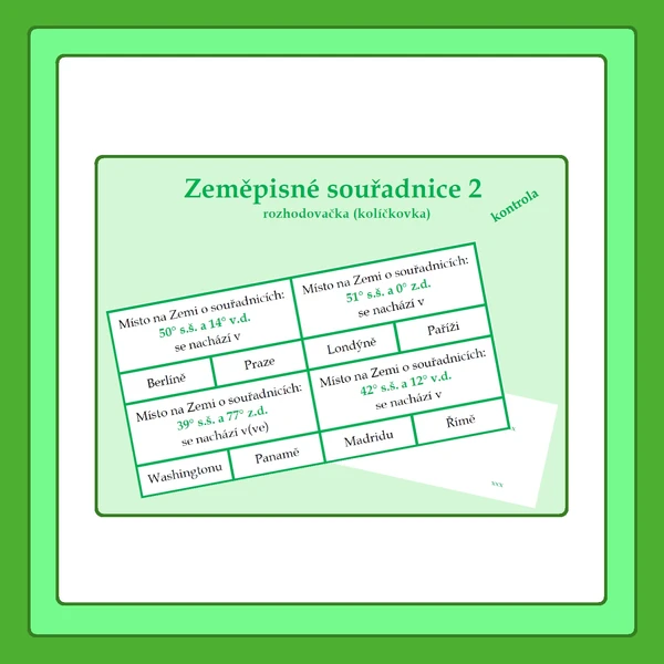 Zeměpisné souřadnice - kolíčkovka