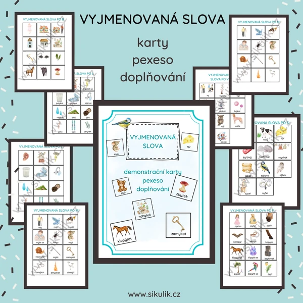 VYJMENOVANÁ SLOVA kartičky pexeso doplňování