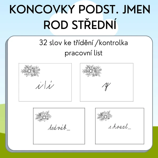 Koncovky podstatných jmen / rod střední