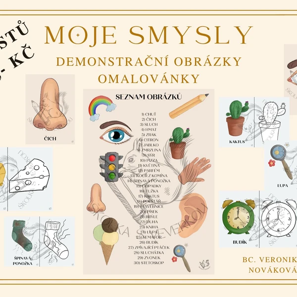 MOJE SMYSLY - demonstrační obrázky + omalovánky