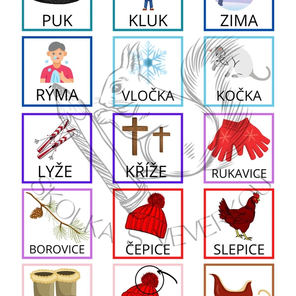 ZIMA - logopedické pexeso (rýmy)