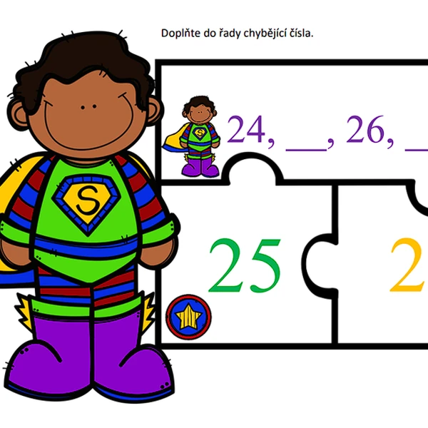 Puzzle - Doplňování číselné řady do 100 se superhrdiny