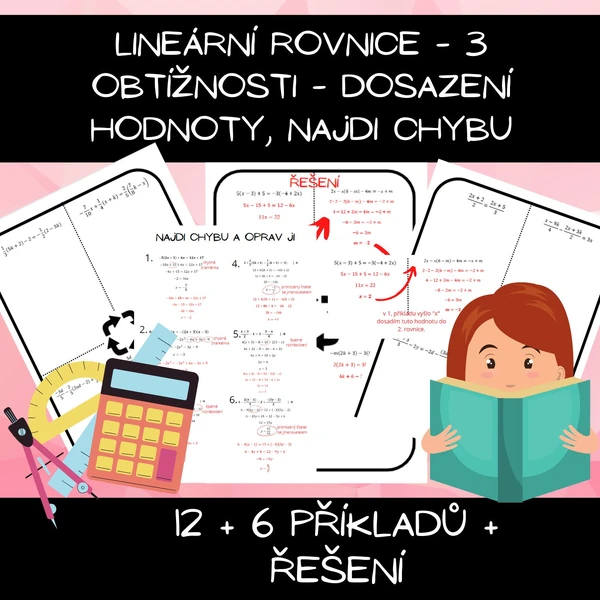 Lineární rovnice - vypočti a dosaď, oprav chybu