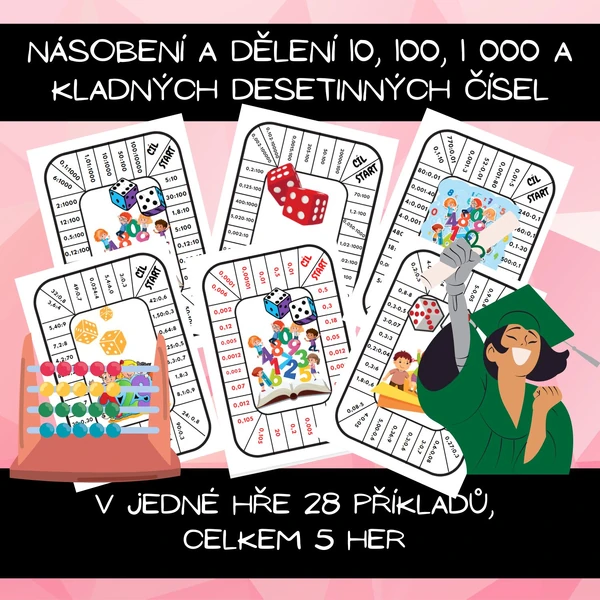 Násobení a dělení 10, 100, 1 000 kladná desetinná čísla