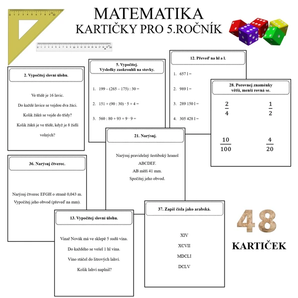 OPAKOVACÍ KARTIČKY DO MATEMATIKY PRO 5.TŘÍDU