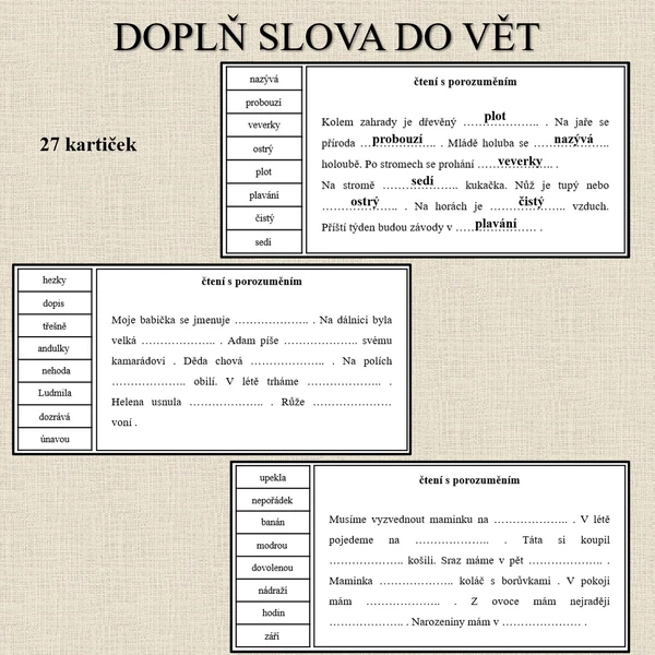 Doplň slova do vět 