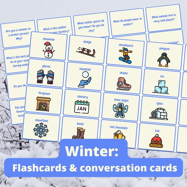 Winter: Flashcards & Conversation cards