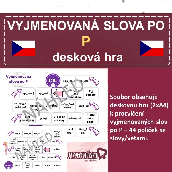 Vyjmenovaná slova po P hra