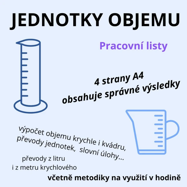 OBJEM a jeho jednotky - 4 strany pracovních listů