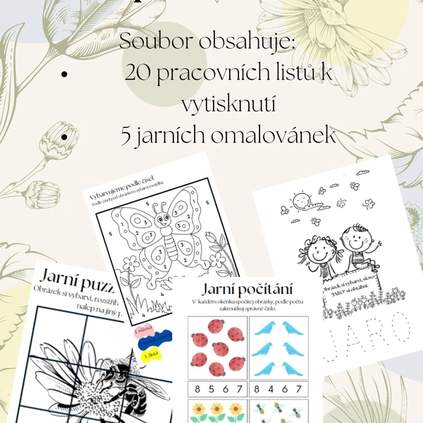 Jarní pracovní listy + omalovánky