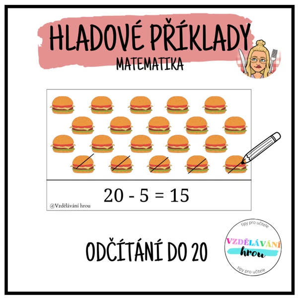 HLADOVÉ PŘÍKLADY - odčítání do 20