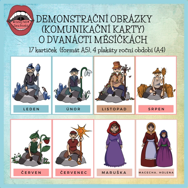 O DVANÁCTI MĚSÍČKÁCH: demonstrační obrázky (komunikační karty)