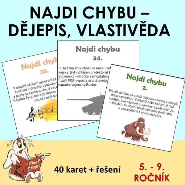 Najdi chybu - české dějiny - kartičky