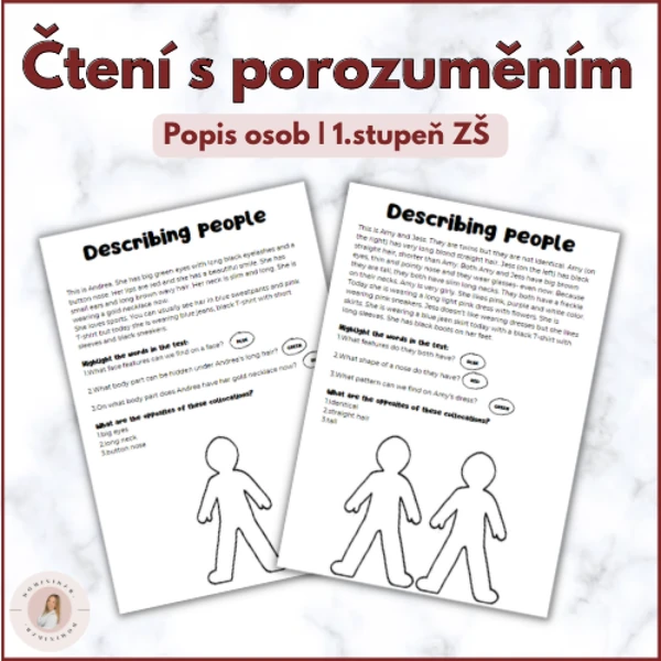 Čtení s porozuměním | Popis osob | Set textů a cvičení | 1.stupeň ZŠ