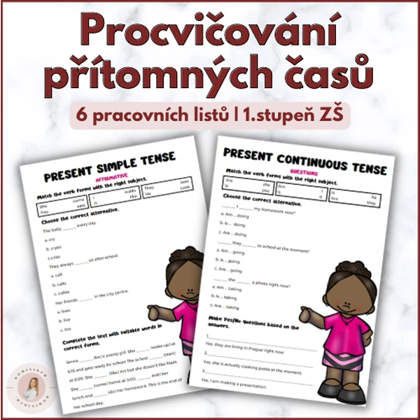Přítomné časy | Pracovní listy k procvičování | 1.stupeň ZŠ