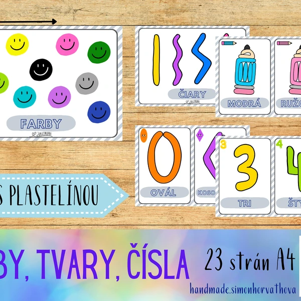 Plastelína, Barvy, Tvary, Čísla, Podložky pod plastelínu, Hra s plastelínou