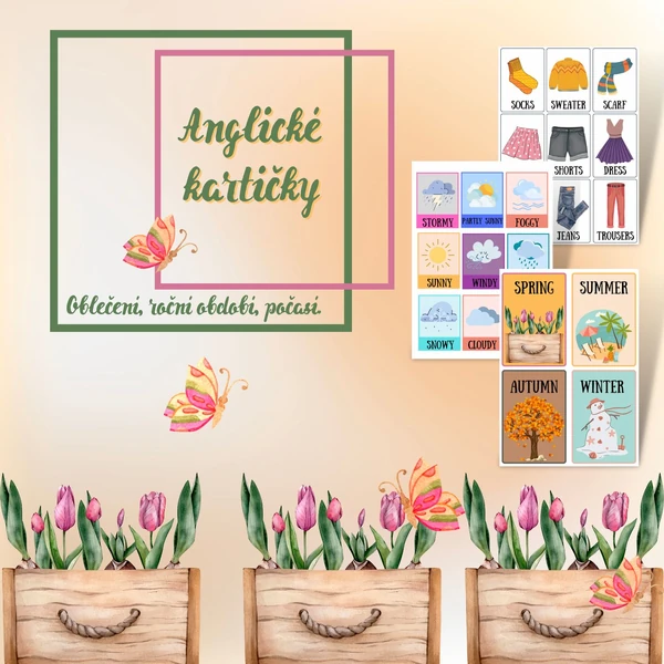 Anglické kartičky - oblečení, počasí, roční období