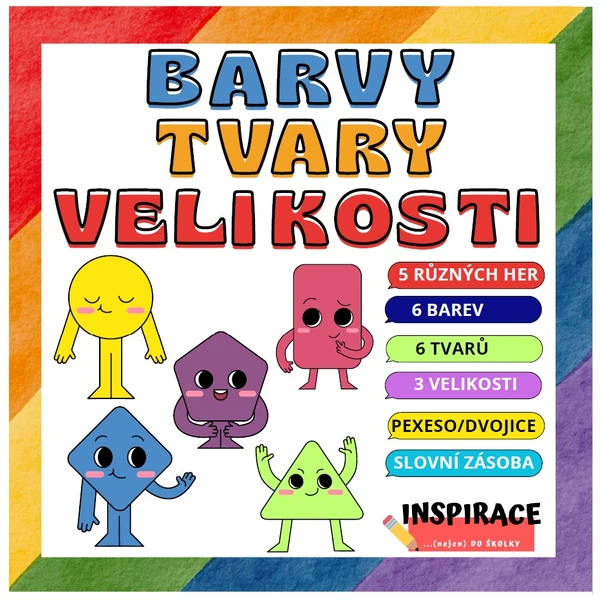 Výuková hra: TVARY, BARVY, VELIKOSTI (geometrické tvary)