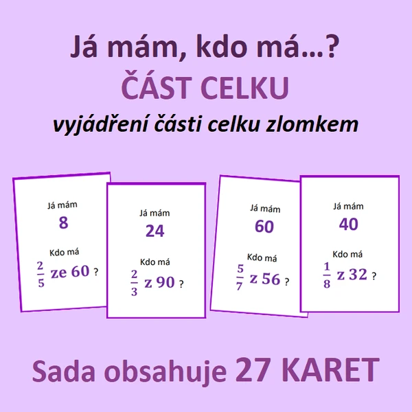 Já mám, kdo má…? – ČÁST CELKU – vyjádření části celku zlomkem