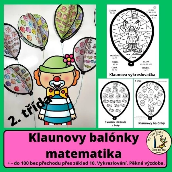 Klaunovy balónky -  matematika  - 2. třída