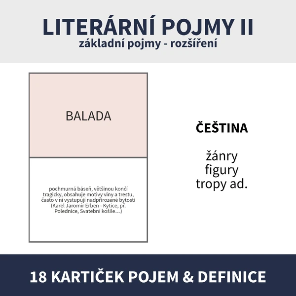 LITERÁRNÍ POJMY II - univerzální kartičky / rozšíření (pojem-definice)