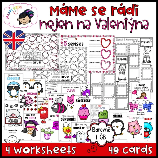 MÁME SE RÁDI - pracovní listy a přáníčka (angličtina)