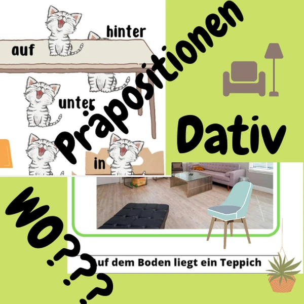 Mein Traumzimmer: Wechselpräpositionen, Wo?+ Dativ