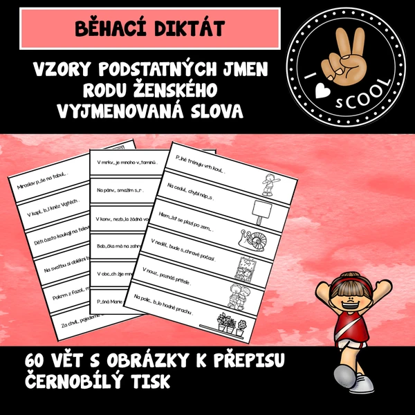 Běhací diktát - vzory podstatných jmen rodu ženského