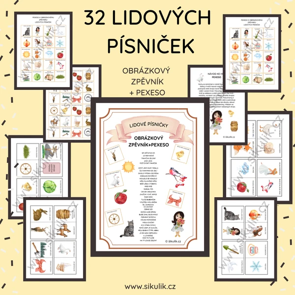 OBRÁZKOVÝ ZPĚVNÍK 32 LIDOVÝCH PÍSNIČEK + HUDEBNÍ PEXESO