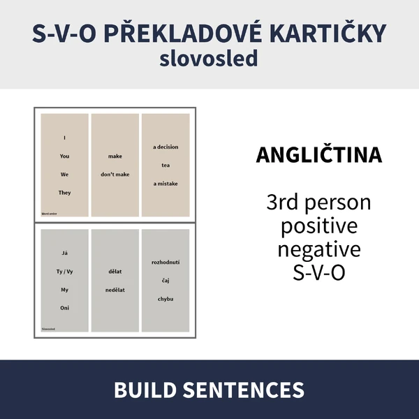 ENG - S-V-O PŘEKLADOVÉ KARTIČKY (variabilita vět, slovosled)