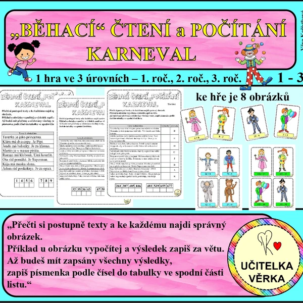 KARNEVAL – „BĚHACÍ“ ČTENÍ a POČÍTÁNÍ (od 1. – 3. roč.)