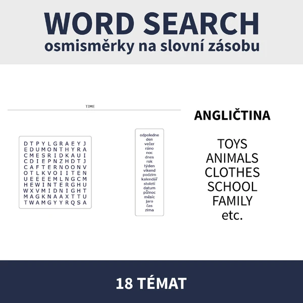 ENG - WORD SEARCH (leisure, time, clothes, body, transport ad.)
