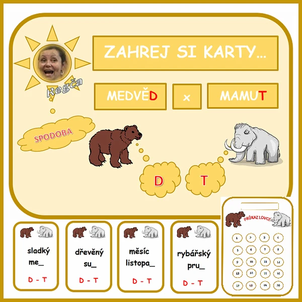 Zahrej si karty medvěd x mamut - spodoba D - T