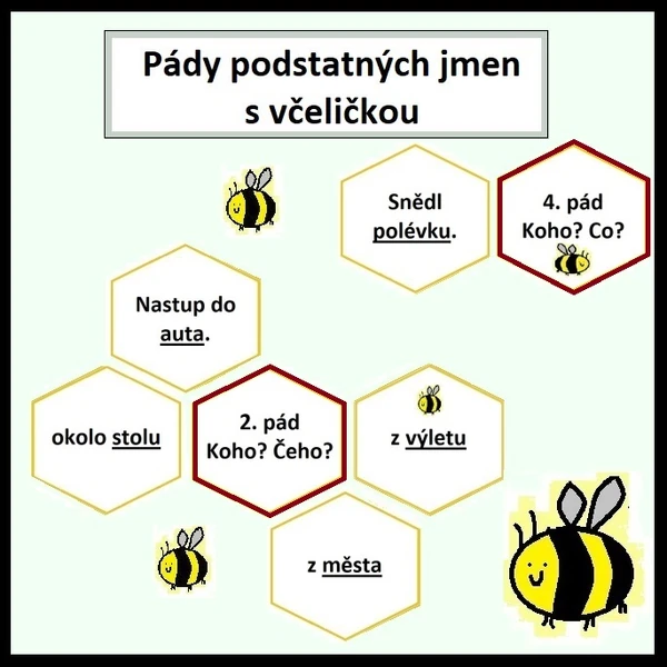 Pády podstatných jmen s včeličkou