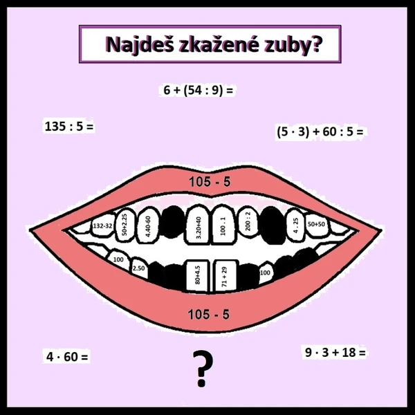 Najdeš zkažené zuby?