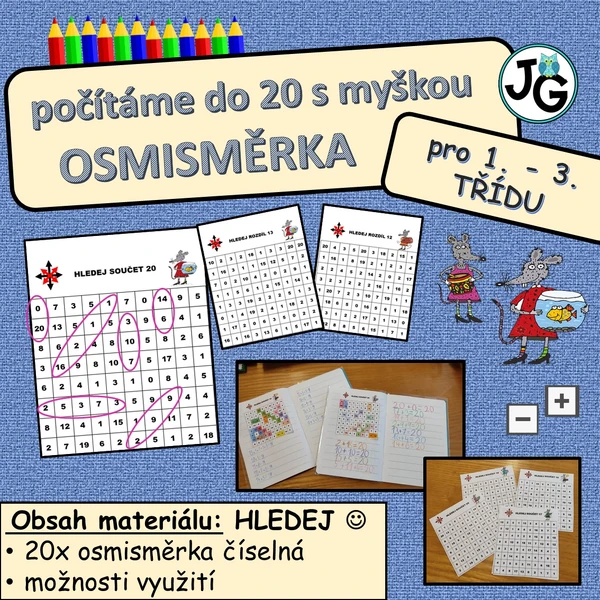 Počítáme do 20 s myškou - osmisměrky