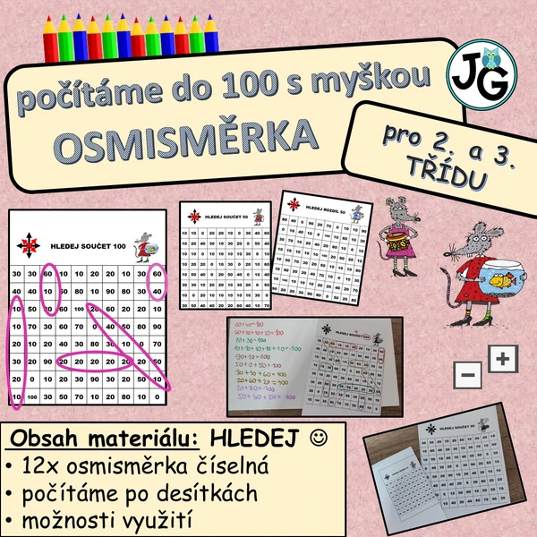 Počítáme do 100 s myškou - osmisměrky