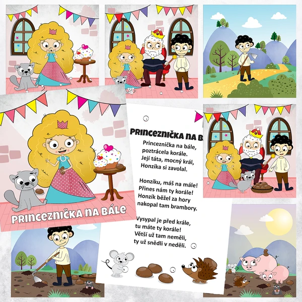 Kartičky - Pohádková posloupnost - Princeznička na bále