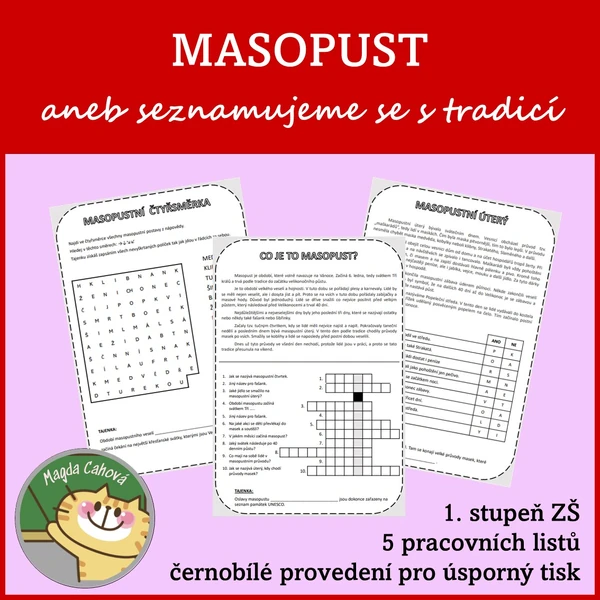 Masopust - pracovní listy