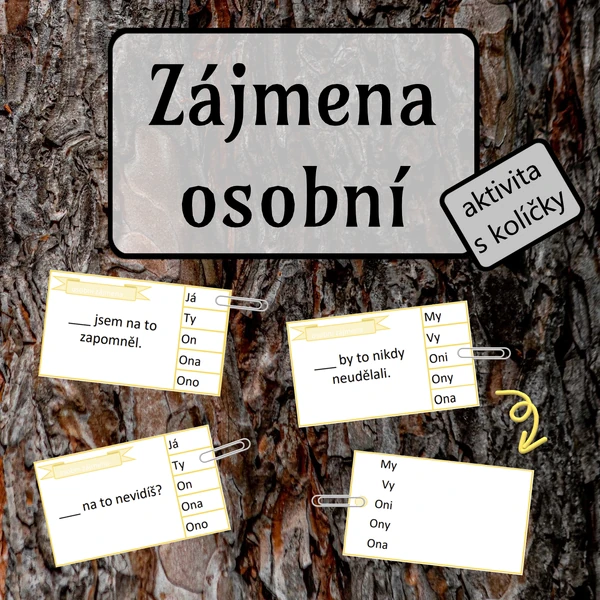 Osobní zájmena - aktivita s kolíčky