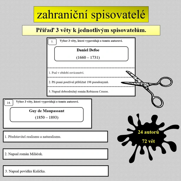 Přiřaď věty k zahraničním autorům