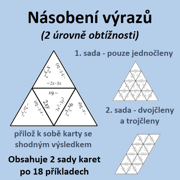 Násobení výrazů (2 úrovně obtížnosti) - mnohočleny