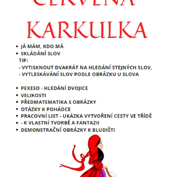 ČERVENÁ KARKULKA - SADA AKTIVIT