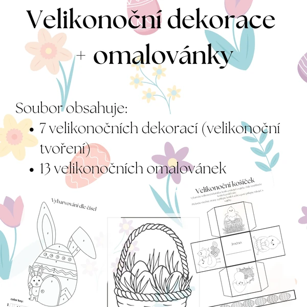 Velikonoční dekorace + omalovánky
