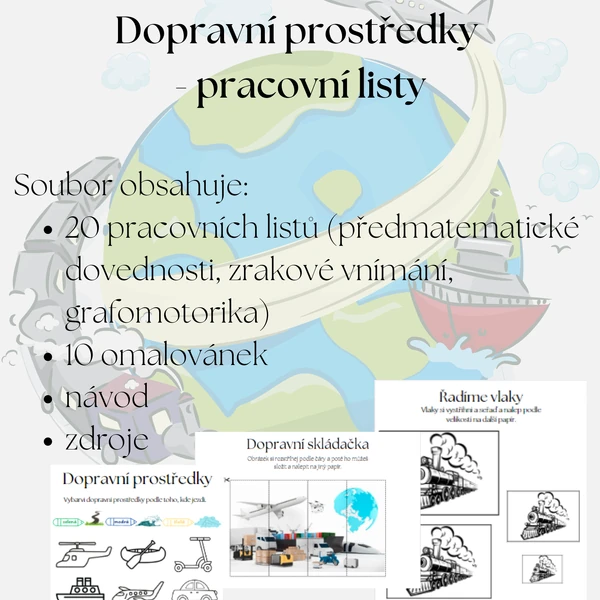 Dopravní prostředky - pracovní listy