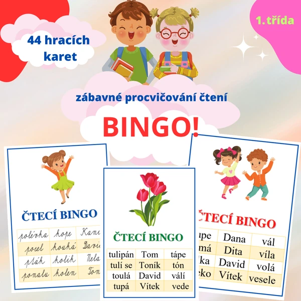Čtecí BINGO 2 - (slova, slovní spojení) - 1. třída