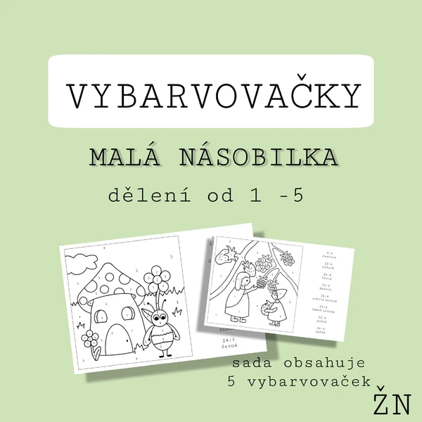 Vybarvovačky na malou násobilku - dělení od 1 - 5