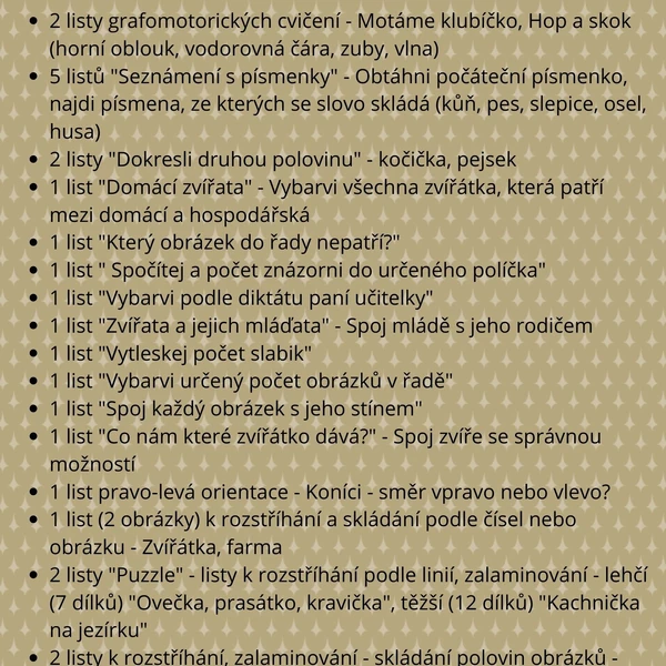 Domácí zvířata a jejich mláďata - pracovní listy