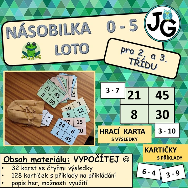 Násobilka 0-5 loto pro druhou a třetí třídu